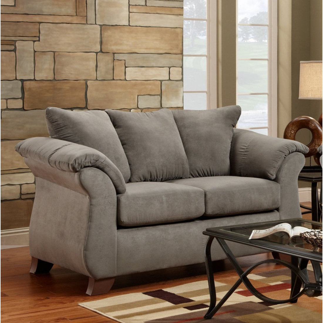 WANDINGT Modern Sofa Sensations Microfiber Pillow Back Loveseat Wayfair